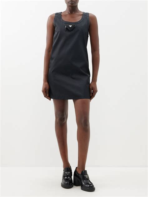 prada logo black dress|prada nylon wrap dress.